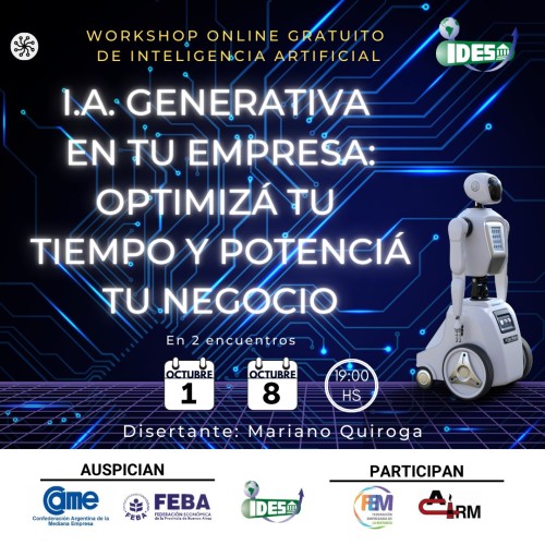 workshop: “i.a. generativa en tu empresa: optimizÁ tu tiempo y potenciÁ tu negocio